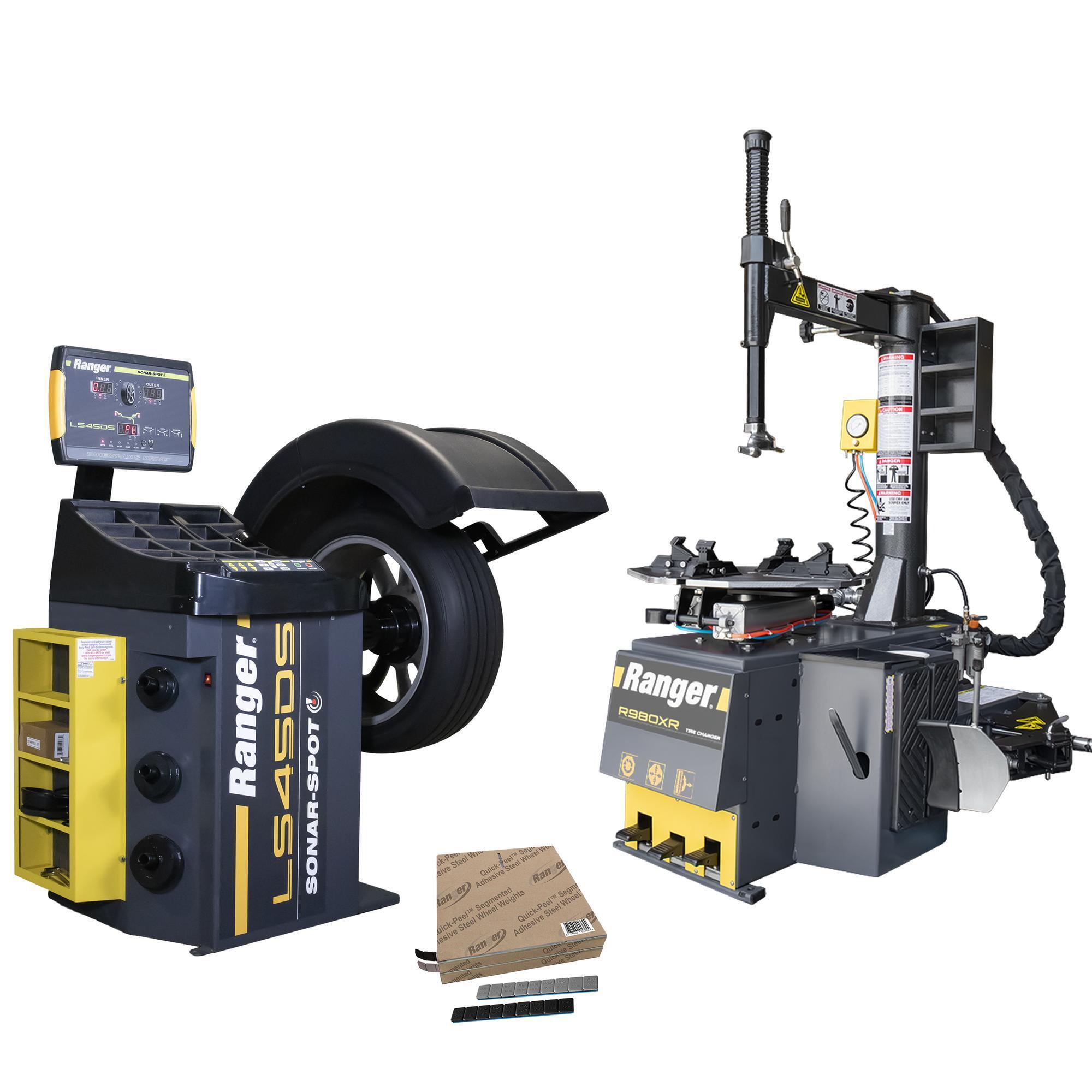 Ranger, R980XR+LS45DS-220V +Tape Weight Roll Kit 1400pc, Power Type Electric, Control Type Foot Pump, Volts 220 Model# R980XR - LS45DS - Weights